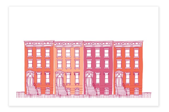 Houses All in a Row (Pink)