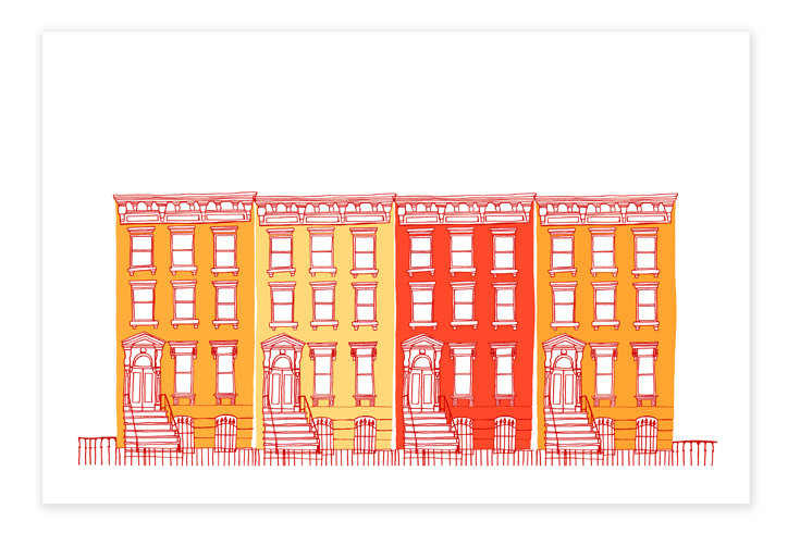 Houses in a row (orange)